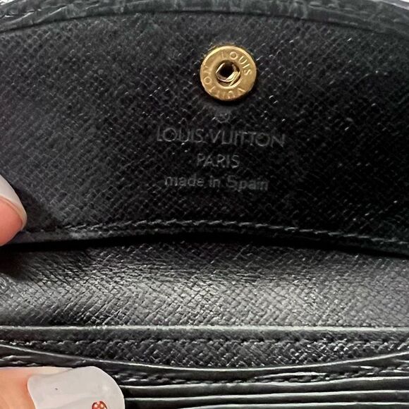 Louis Vuitton Epi Porte Monnaie black leather coin wallet, Authentic LV vintage - Picture 5 of 9